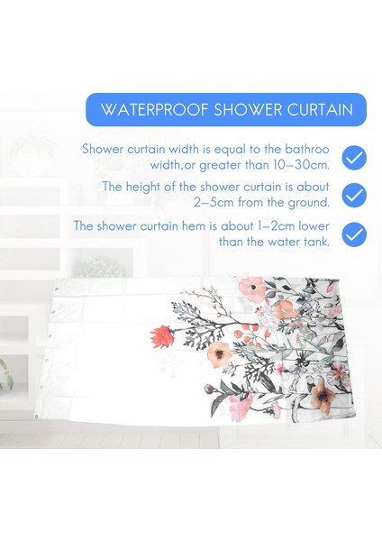 12 Kancalı Çiçek Duş Perdesi Suluboya Botanik Çiçekler Dekoratif Banyo Perdesi Modern Banyo Aksesuarları (Yurt Dışından) indirimleri