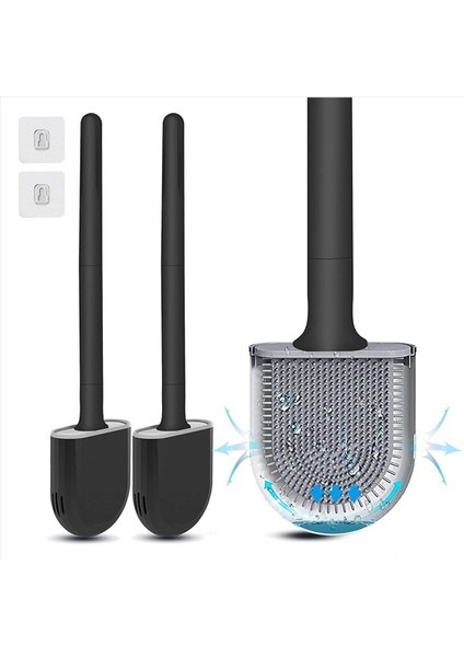 Premium Tuvalet Fırçaları ve Tutucuları 4 Paket Duvara Monte (Delme Delikleri Olmadan) Derin Temiz Silikon Tuvalet Fırçası Siyah (Yurt Dışından) fırsatları