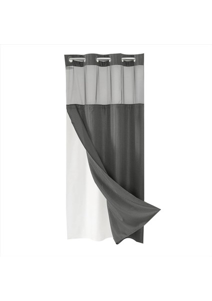 Banyo Için Snap-In Kumaş Astar Seti ile Kanca Waffle-Not Duş Perdesi Örgü Üst Pencereli Otel Tarzı B (Yurt Dışından)