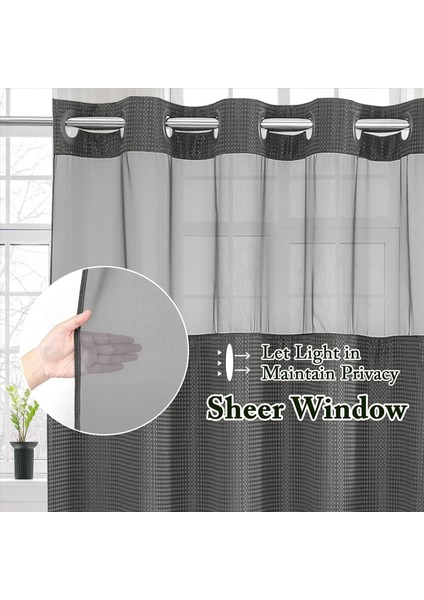 Banyo Için Snap-In Kumaş Astar Seti ile Kanca Waffle-Not Duş Perdesi Örgü Üst Pencereli Otel Tarzı B (Yurt Dışından) fırsatları