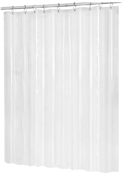 180CMX180CM Plastik Peva Su Geçirmez Duş Perdesi Şeffaf Beyaz Temiz Banyo Perdesi Lüks Banyo Perdesi Kancalar (Yurt Dışından)