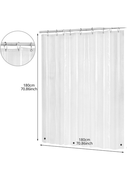 180CMX180CM Plastik Peva Su Geçirmez Duş Perdesi Şeffaf Beyaz Temiz Banyo Perdesi Lüks Banyo Perdesi Kancalar (Yurt Dışından) fiyatları