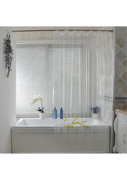 180CMX180CM Plastik Peva Su Geçirmez Duş Perdesi Şeffaf Beyaz Temiz Banyo Perdesi Lüks Banyo Perdesi Kancalar (Yurt Dışından) modelleri