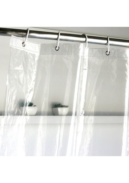 180CMX180CM Plastik Peva Su Geçirmez Duş Perdesi Şeffaf Beyaz Temiz Banyo Perdesi Lüks Banyo Perdesi Kancalar (Yurt Dışından) fırsatları