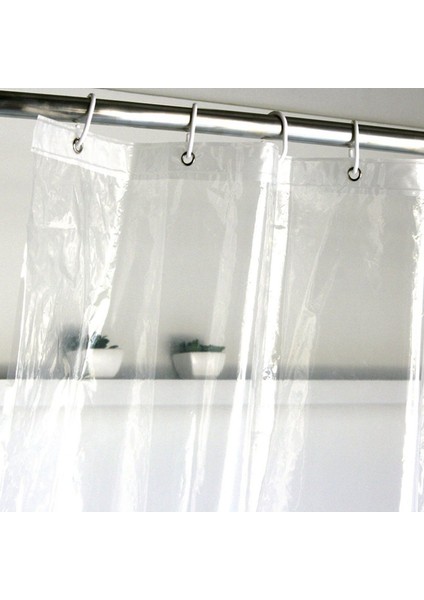 3pcs 180CMX180CM Plastik Peva Su Geçirmez Duş Perdesi Şeffaf Beyaz Açık Banyo Perde Lüks Kancalar (Yurt Dışından) modelleri