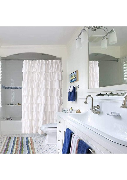 Fırfır Duş Perdesi Ev Dekoru Yumuşak Polyester Dekoratif Banyo Aksesuarları Duşlar ve Küvetler Için Harika 71 Inç x 71 Inç (Yurt Dışından) indirimleri