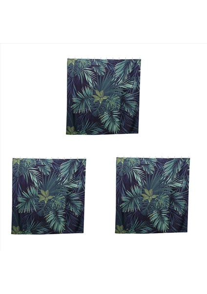 3x Yeşil Duş Perdesi Yaprak Baskı Deseni Modern Doğal Bitki Deseni Polyester Banyo Su Geçirmez Perdeler (Yurt Dışından)