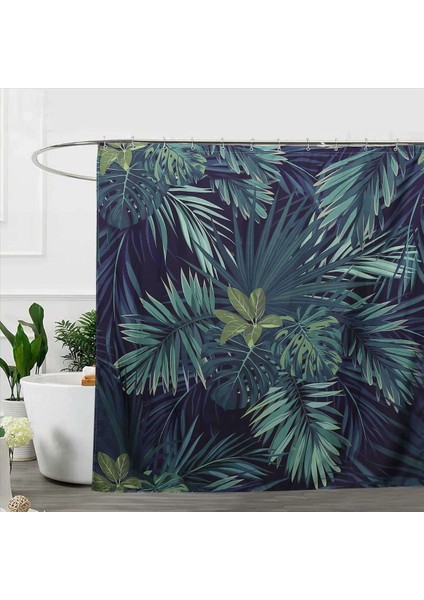 3x Yeşil Duş Perdesi Yaprak Baskı Deseni Modern Doğal Bitki Deseni Polyester Banyo Su Geçirmez Perdeler (Yurt Dışından) fiyatları