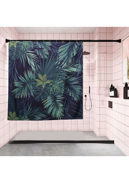 3x Yeşil Duş Perdesi Yaprak Baskı Deseni Modern Doğal Bitki Deseni Polyester Banyo Su Geçirmez Perdeler (Yurt Dışından) modelleri