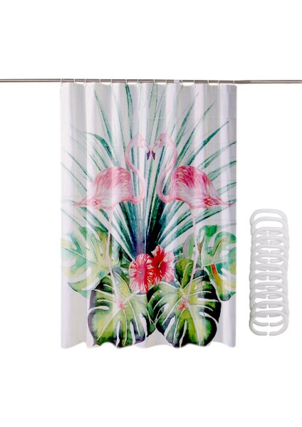 Su Geçirmez Polyester Kumaş Banyo Duş Perdesi Şeffaf Panel Dekor 12 Kanca (Yurt Dışından)