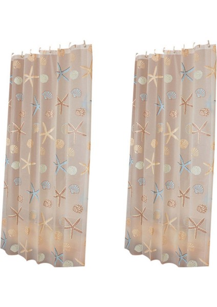 2pcs 120CMX180CM Modern Duş Perdesi Denizyıldız Bölümü Taze Deniz Tarzı Sus Geçirmez Peva Perde (Yurt Dışından)