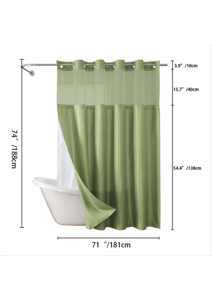 Banyo Için Snap-In Kumaş Astar Seti ile Kanca Waffle-Dokuz Duş Duş Perdesi Örgü Üst Pencereli Otel Tarzı A (Yurt Dışından) fiyatları