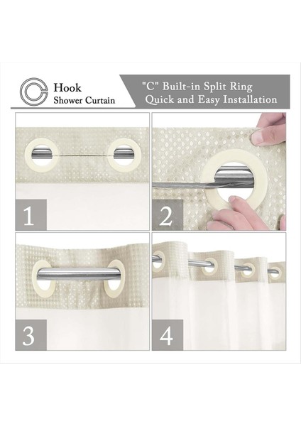 Banyo Için Snap-In Kumaş Astar Seti ile Kanca Waffle-Dokuz Duş Duş Perdesi Örgü Üst Pencereli Otel Tarzı A (Yurt Dışından) modelleri