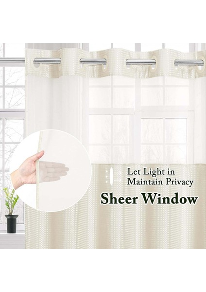 Banyo Için Snap-In Kumaş Astar Seti ile Kanca Waffle-Dokuz Duş Duş Perdesi Örgü Üst Pencereli Otel Tarzı A (Yurt Dışından) fırsatları