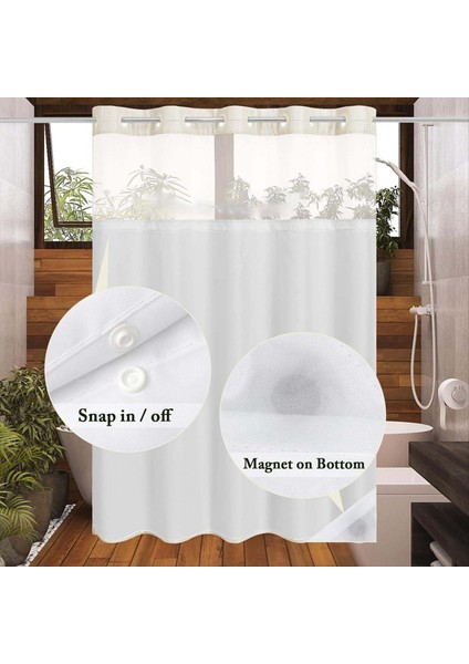 Banyo Için Snap-In Kumaş Astar Seti ile Kanca Waffle-Dokuz Duş Duş Perdesi Örgü Üst Pencereli Otel Tarzı A (Yurt Dışından) indirimleri