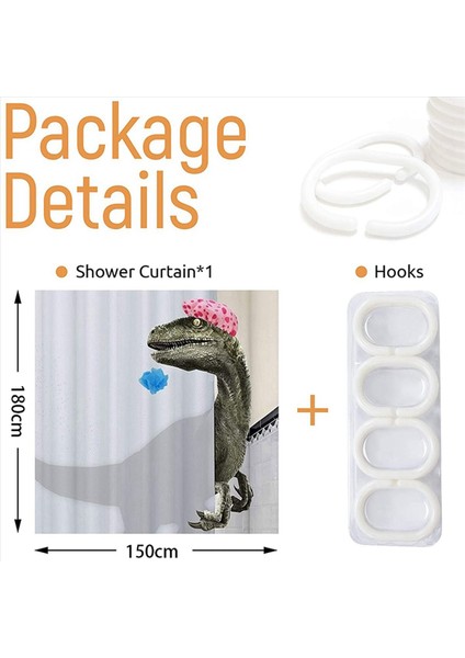 2x Komik Dinozor Duş Perdesi Banyo Perdesi ile Kanca Karikatür Banyo Dinozor Kumaş Duş Perdesi Çocuklar Için (Yurt Dışından) fırsatları