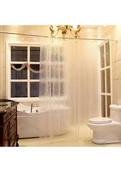 2x Clear Eva Duş Perdesi Astar Su Geçirmez Şeffaf 3D Su Kare Banyo Perdesi 71 Inç x 79INCH 24 Kanca (Yurt Dışından) modelleri
