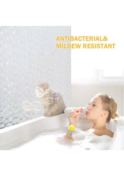 2x Clear Eva Duş Perdesi Astar Su Geçirmez Şeffaf 3D Su Kare Banyo Perdesi 71 Inç x 79INCH 24 Kanca (Yurt Dışından) indirimleri