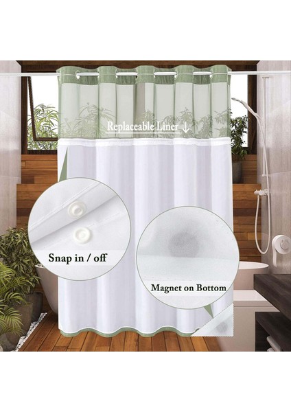 Banyo Için Snap-In Kumaş Astar Seti ile Kanca Waffle-Dokuz Duş Perdesi Örgü Üst Pencereli Otel Tarzı C (Yurt Dışından) modelleri