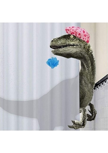 Komik Dinozor Duş Perdesi Banyo Perdesi ile Kanca Karikatür Banyo Dinozor Kumaş Duş Perdesi Çocuklar Için (Yurt Dışından)