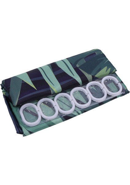 2x Yeşil Duş Perdesi Yaprak Baskı Deseni Modern Doğal Bitki Deseni Polyester Banyo Su Geçirmez Perdeler (Yurt Dışından) fırsatları