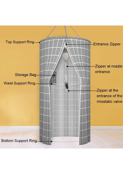 Yuvarlak Banyo Kapağı Ev Banyo Çadırı Yetişkin Bebek Kalın Yalıtım Sıcak Kış Duş Perdesi Su Geçirmez Çadır (Yurt Dışından) fırsatları