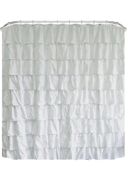 Su Geçirmez Oluklu Kenar Duş Perdesi Fırfır Banyo Perde Dekorasyonu (Yurt Dışından)