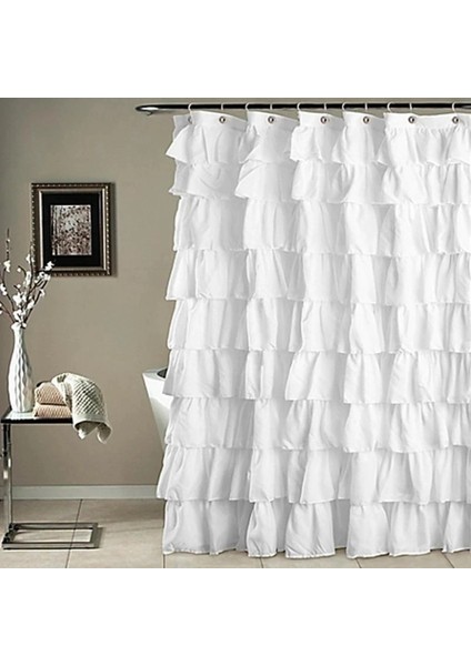 Su Geçirmez Oluklu Kenar Duş Perdesi Fırfır Banyo Perde Dekorasyonu (Yurt Dışından) fiyatları