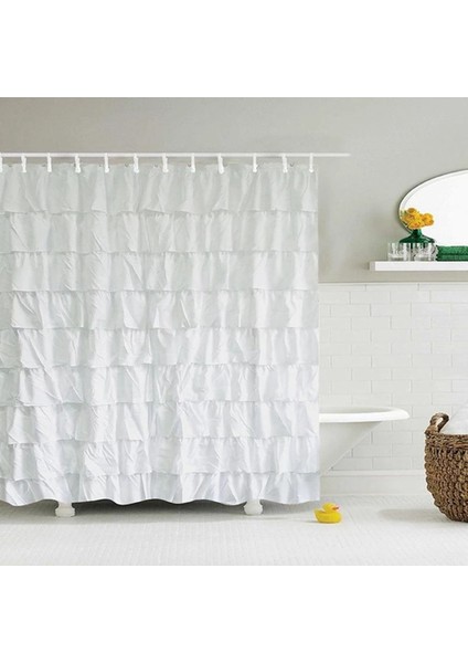 Su Geçirmez Oluklu Kenar Duş Perdesi Fırfır Banyo Perde Dekorasyonu (Yurt Dışından) fırsatları