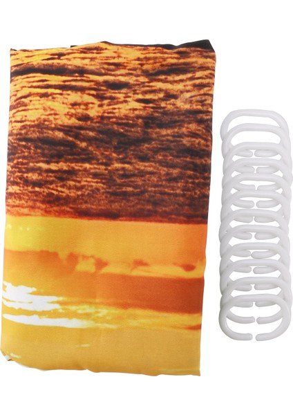 Su Geçirmez Polyester Kumaş Banyo Duş Perdesi Şeffaf Panel Dekor 12 Kanca (Yurt Dışından) indirimleri