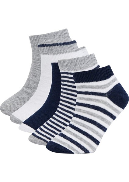 Erkek Çocuk 5'li Pamuklu Çizgili Patik Çorap
