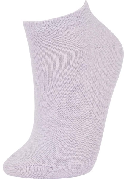 Kadın 5'li Pamuklu Puantiyeli Çizgili Patik Çorap W8944AZNS