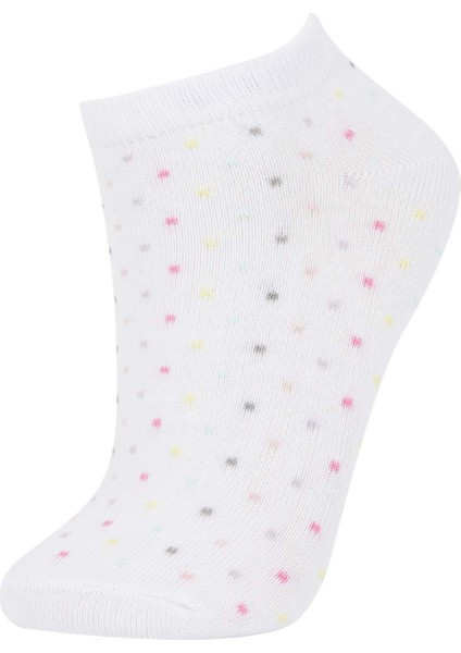 Kadın 5'li Pamuklu Puantiyeli Çizgili Patik Çorap W8944AZNS