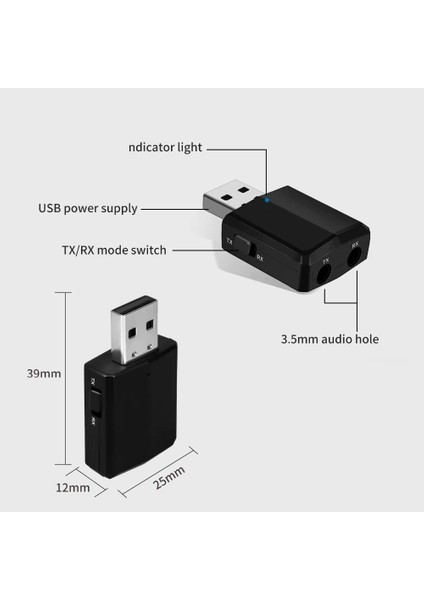 ZF-169PLUS Kablosuz 3in1 Bluetooth 5.0 USB Ses Adaptörü Alıcı-Verici Transmitter-Receiver Araç 3.5mm Aux Stereo Tv Pc Hoparlör Bilgisayar Tablet Kulaklıklar Için fırsatları