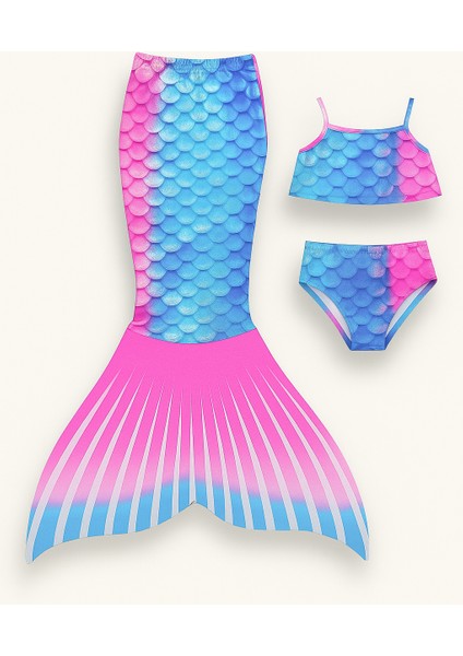 Kız Çocuk Deniz Kızı Mayo Kostüm Mavi 0405- fiyatları