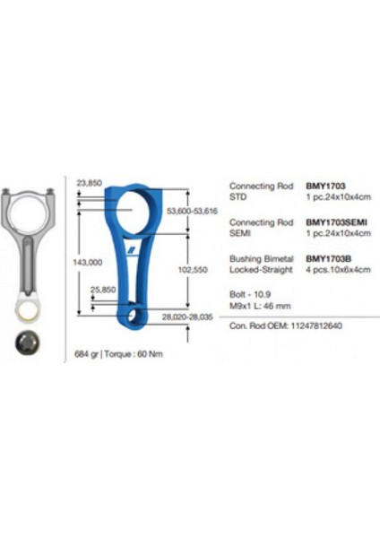 Mtxdpn Piston Kolu Bmw N47 C20 B47 C20 E60 F10 F20 F30 E90 E84 E83 F25 E92 E93 F32 F34 F36 Mini R55 R56 R57 R58 R59 R60 R61