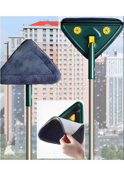 2 Bezli Üçgen Çek Çekli Mop Islak Mendil Uyumlu