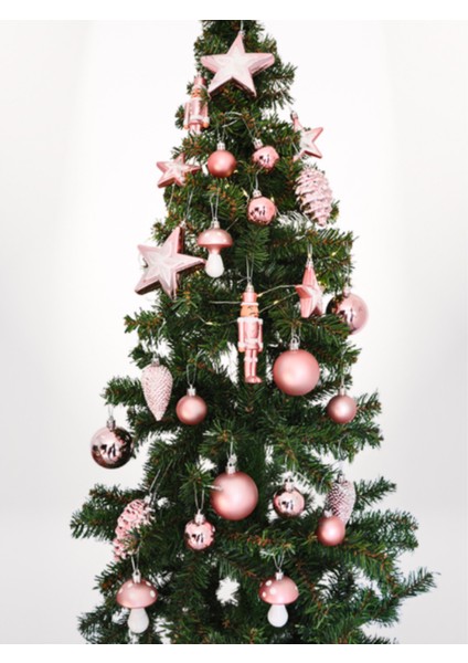 Yılbaşı Ağacı Şampanya Rengi Süsleme Seti Şampanya Rengi 24 Adet