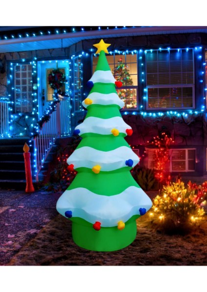 Yılbaşı Çam Ağacı Işıklı Şişme Dekor 300 cm