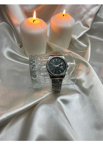 Erkek Çelik Gümüş Gri Siyah Kadranlı Kol Saati fiyatları