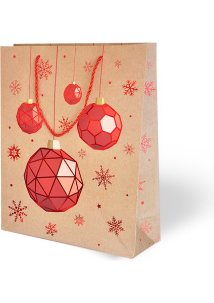 Yılbaşı Temalı Lüks Karton Çanta Ip Detaylı 26 x 32 cm 5 Adet
