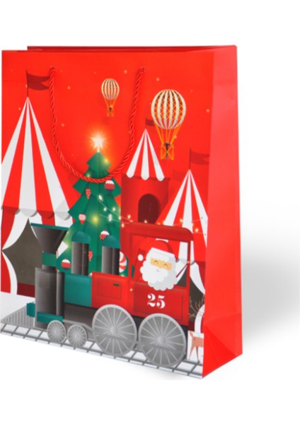 Yılbaşı Temalı Lüks Karton Çanta Ip Detaylı 26 x 32 cm 5 Adet