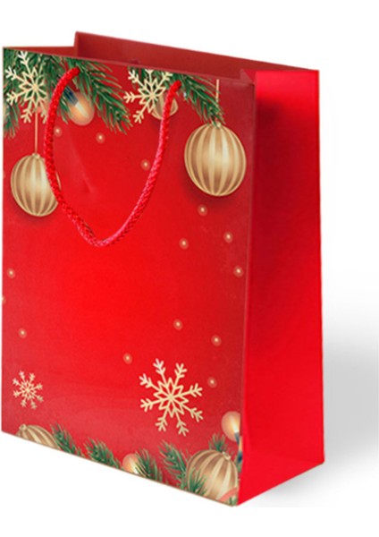 Yılbaşı Temalı Lüks Karton Çanta Ip Detaylı 25 x 30 cm 5 Adet
