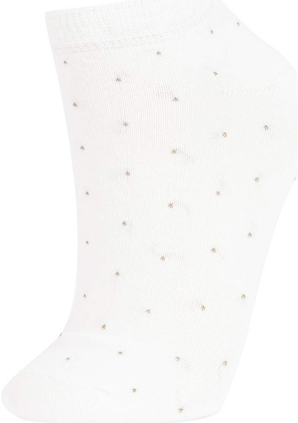 Kadın 3'lü Pamuklu Puantiyeli ve Çizgili Patik Çorap Z7542AZNS