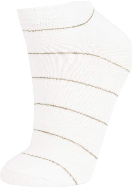 Kadın 3'lü Pamuklu Puantiyeli ve Çizgili Patik Çorap Z7542AZNS