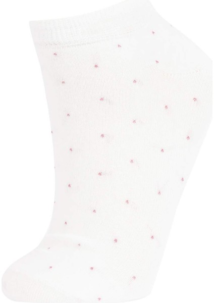 Kadın 3'lü Pamuklu Puantiyeli ve Çizgili Patik Çorap Z7542AZNS