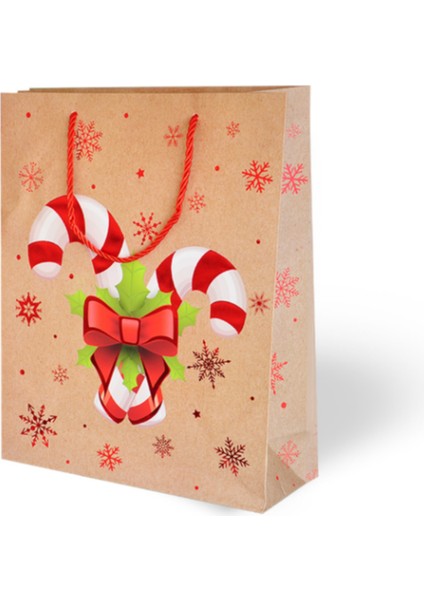 Yılbaşı Temalı Lüks Karton Çanta Ip Detaylı 26 x 32 cm 5 Adet
