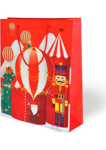 Yılbaşı Temalı Lüks Karton Çanta Ip Detaylı 26 x 32 cm 5 Adet
