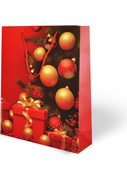Yılbaşı Temalı Lüks Karton Çanta Ip Detaylı 26 x 32 cm 5 Adet