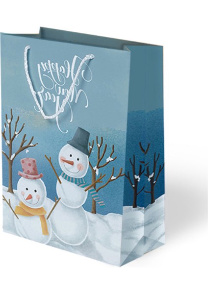 Yılbaşı Temalı Lüks Karton Çanta Ip Detaylı 25 x 30 cm 5 Adet